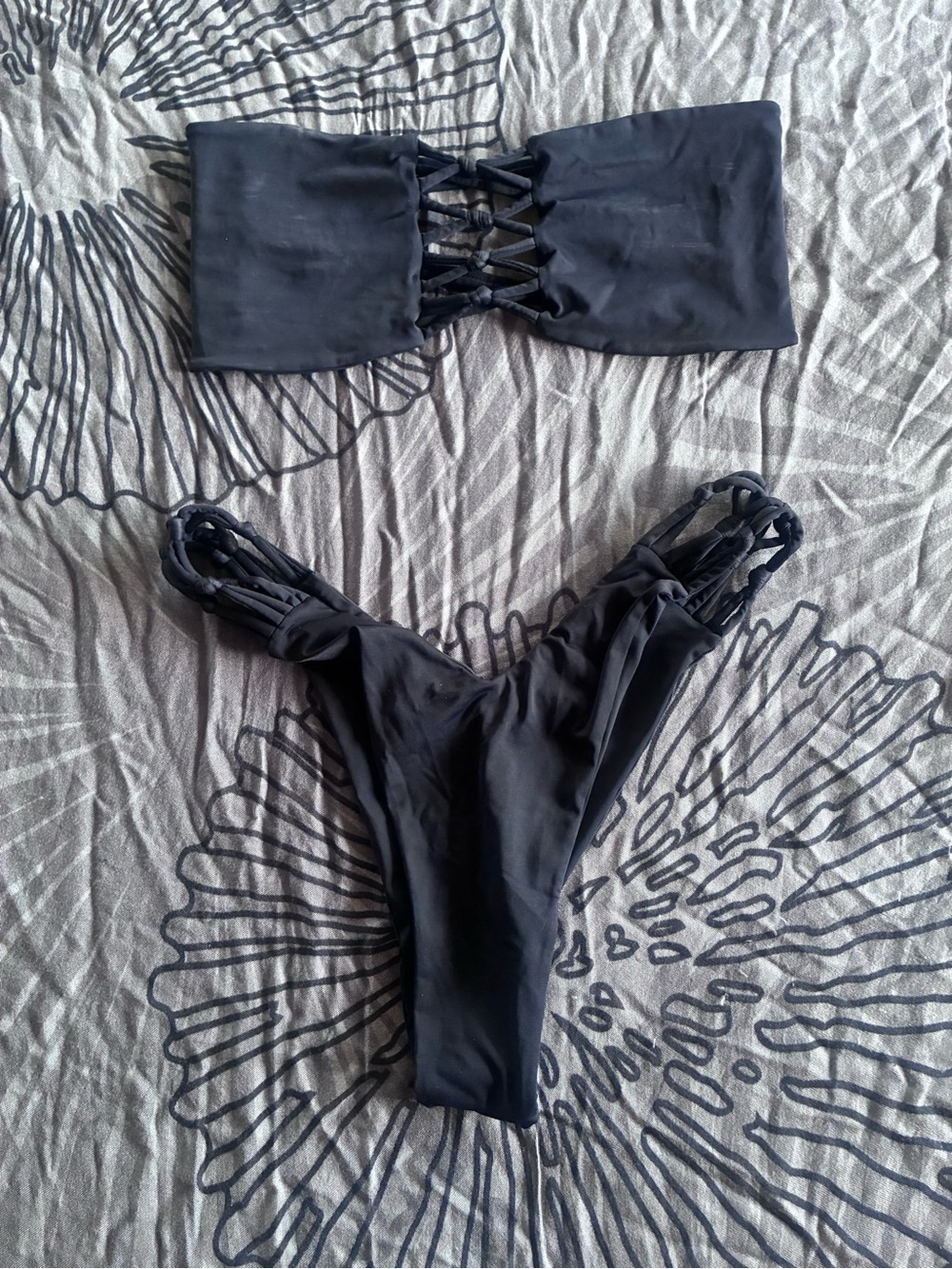San Lorenzo Black Strappy Bandeau Bikini